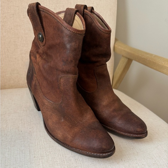 Frye Brown Leather Ankle Booties - Picture 1 of 7